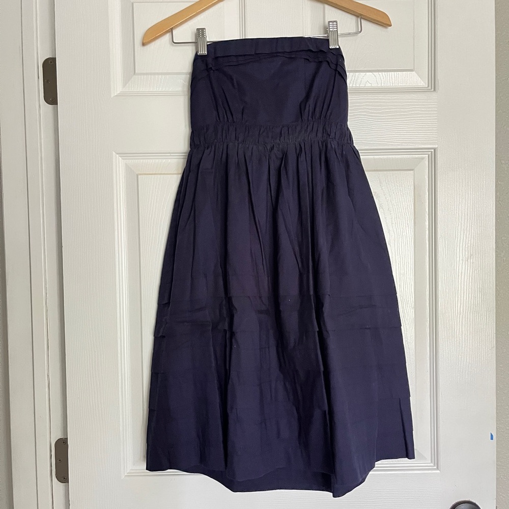 Anthropologie Navy Strapless Dress